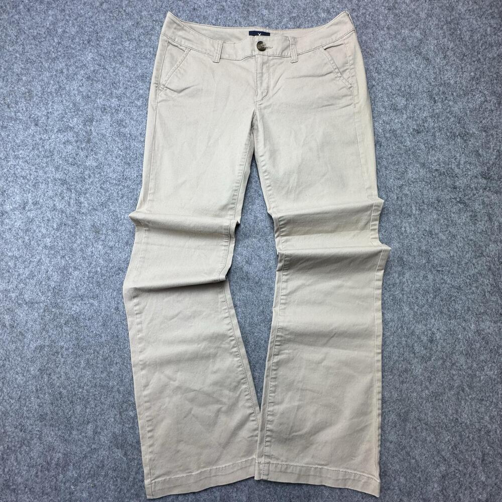 American Eagle Outfitters Kick Boot Pants Womens 8 Beige Bootcut Stretch Twill